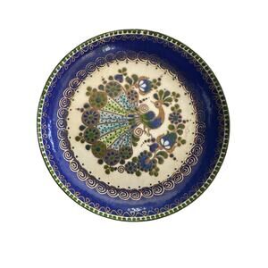 Vintage Steinbock Email Austria Handmade Trinket Dish Blue Peacock